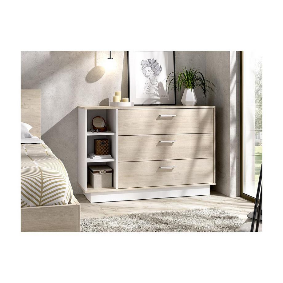 Vente-unique Commode 3 tiroirs 3 niches  Naturel etLEANDRE  
