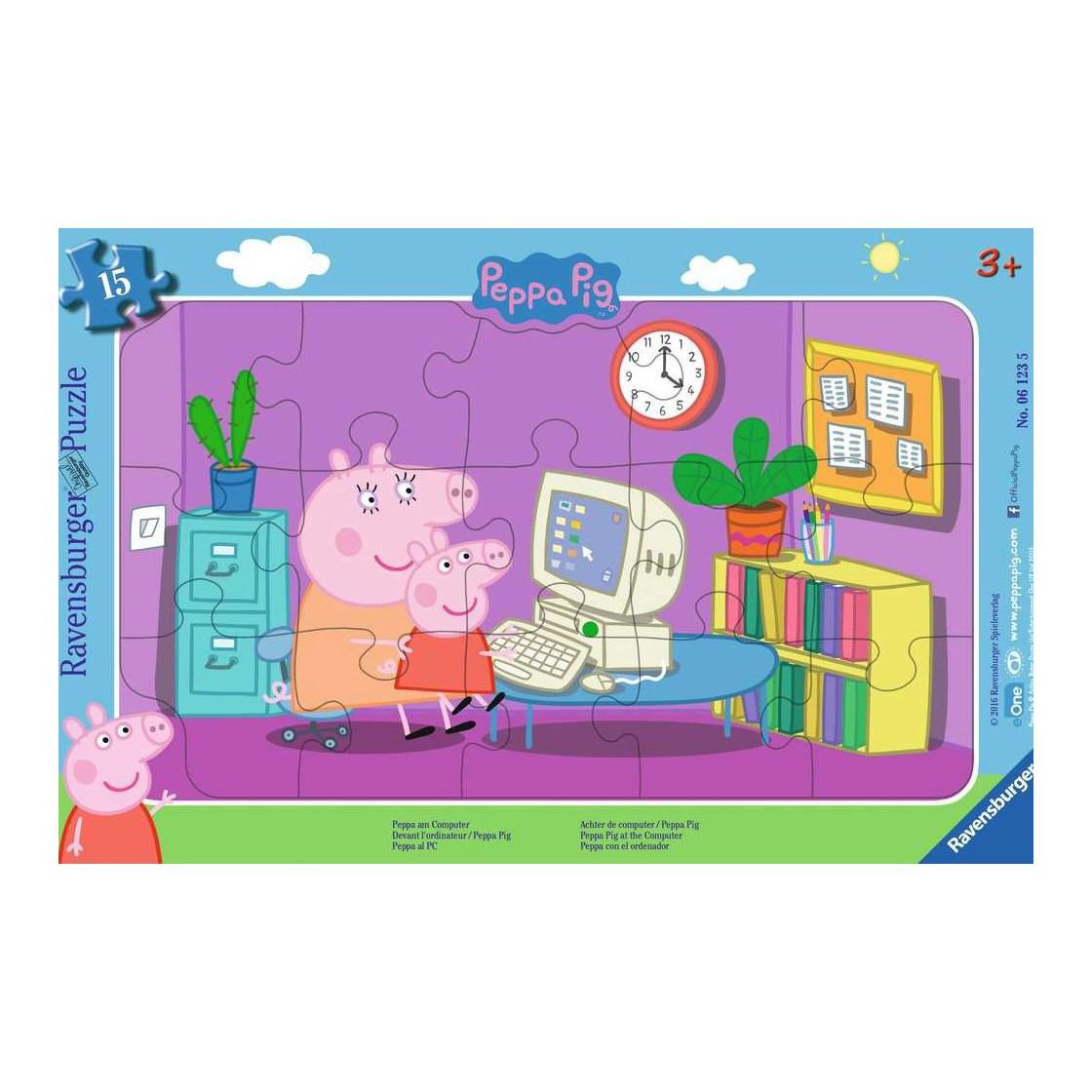 Image of Puzzle Peppa Pig am Computer (15Teile)