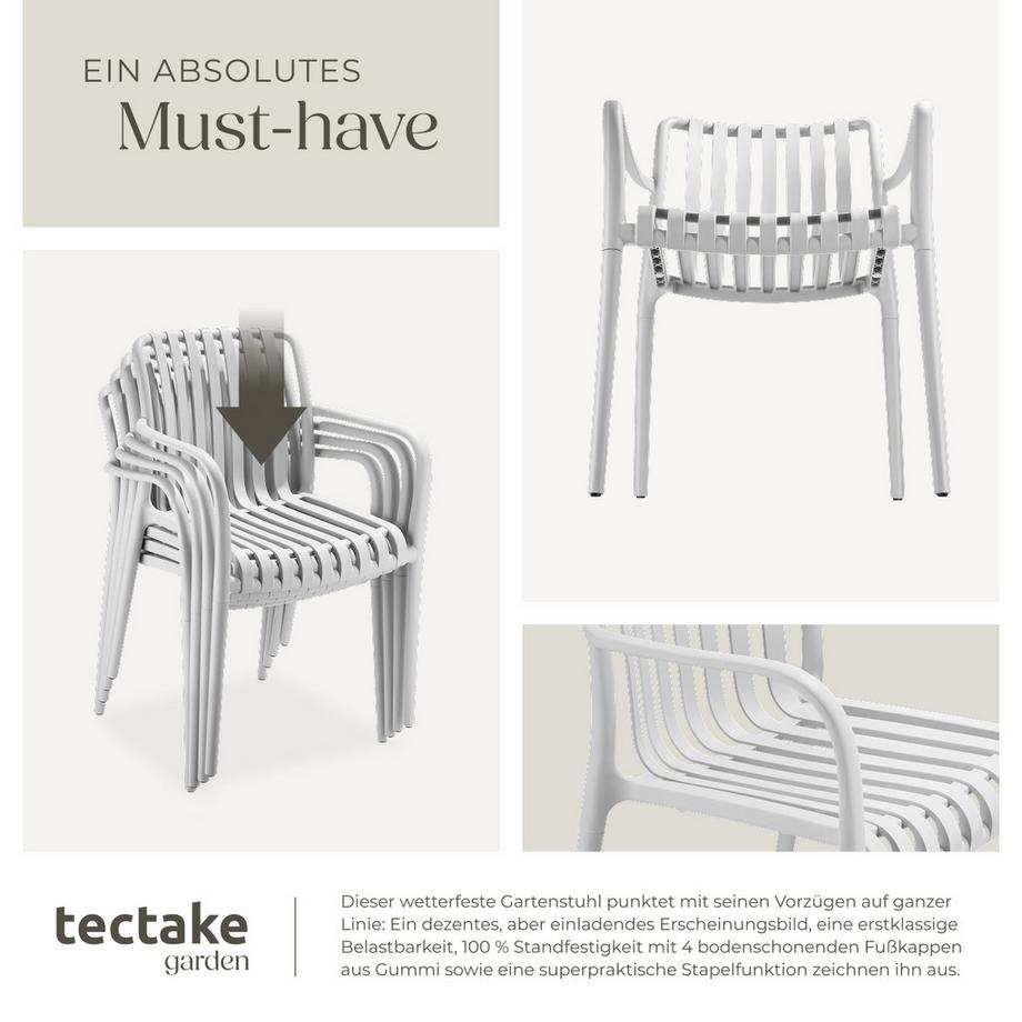 Tectake Gartenstühle Alcudia wetterfest und UV-beständig platzsparend stapelbar 2er Set  