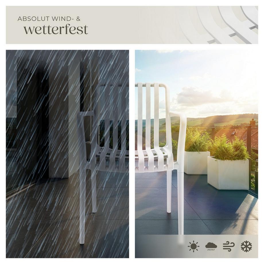 Tectake Gartenstühle Alcudia wetterfest und UV-beständig platzsparend stapelbar 2er Set  