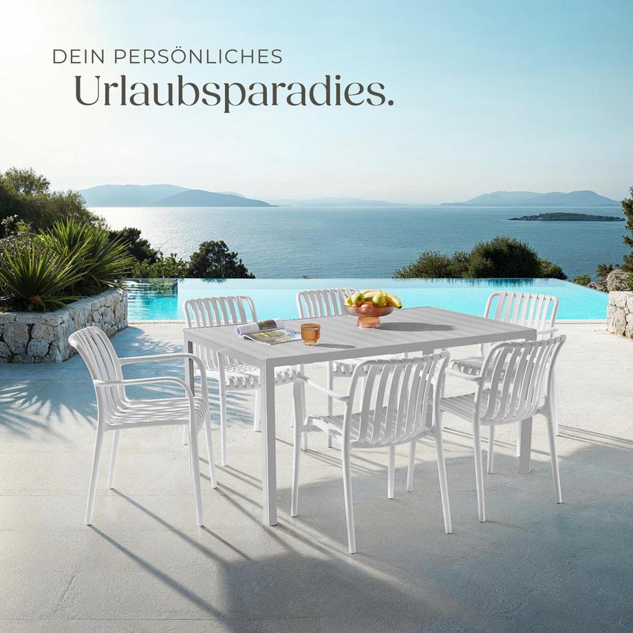 Tectake Gartenstühle Alcudia wetterfest und UV-beständig platzsparend stapelbar 2er Set  