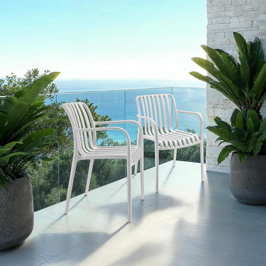 Tectake Gartenstühle Alcudia wetterfest und UV-beständig platzsparend stapelbar 2er Set  