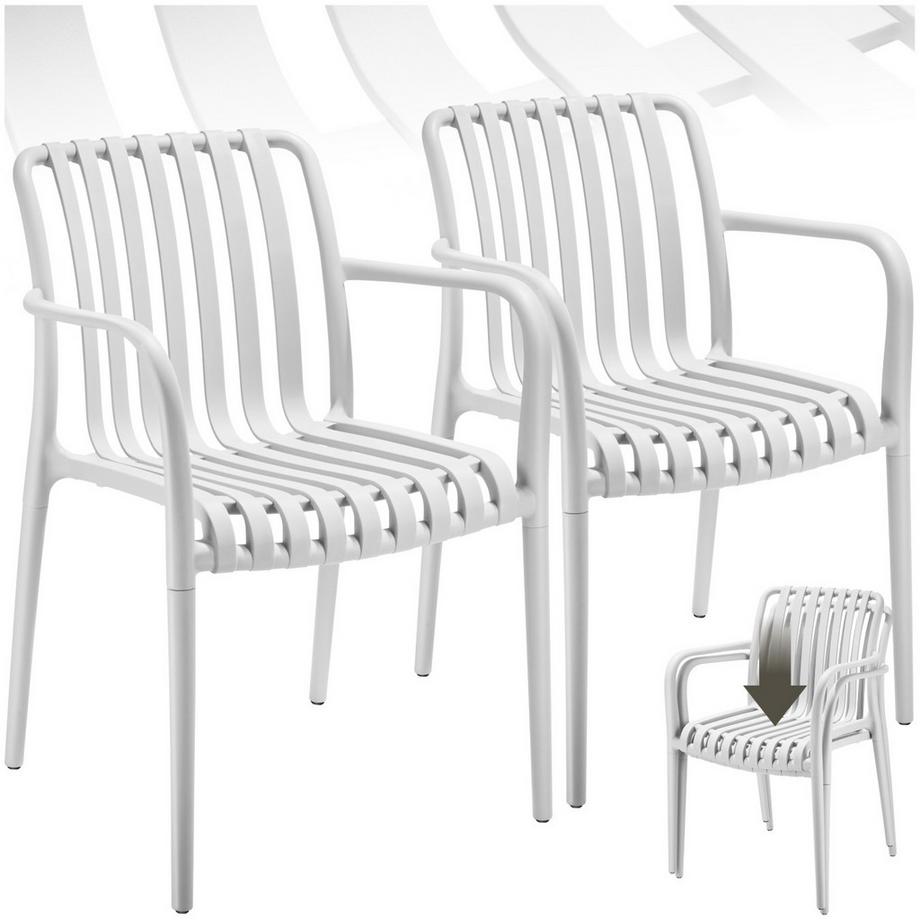 Tectake Gartenstühle Alcudia wetterfest und UV-beständig platzsparend stapelbar 2er Set  