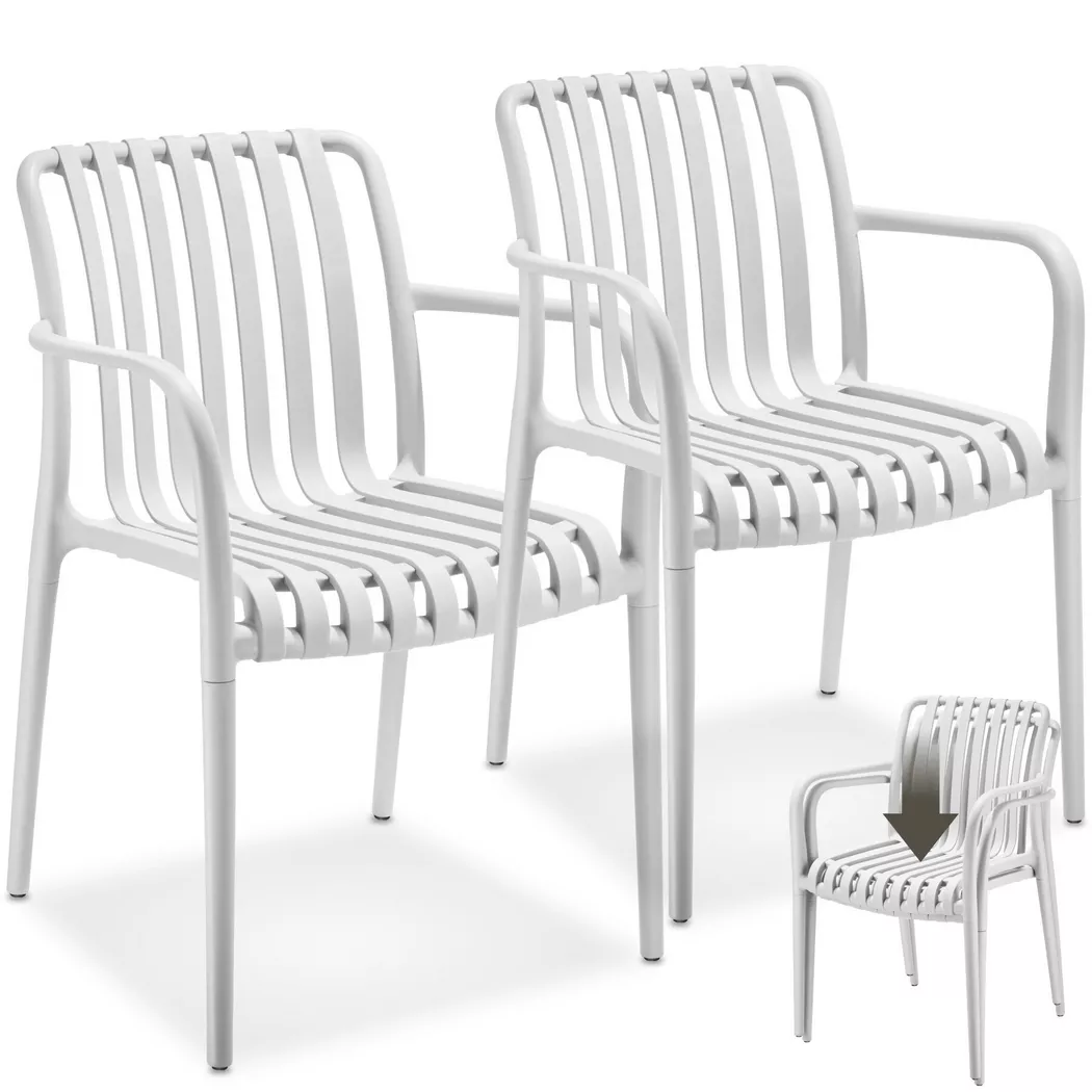 Tectake - Chaises de jardin ALCUDIA résistant aux intempéries et aux UV Lot de 2, 2 Stück, Creme