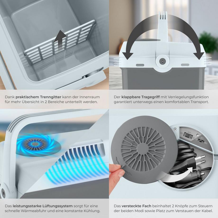 Tectake Box elettrico per raffreddamento e riscaldamento  Capienza 32 l  