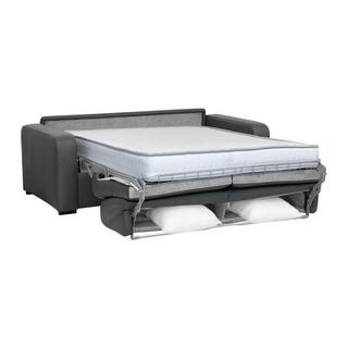 Vente-unique Canapé 3 places convertible express en cuir gris matelas 18 cm BEVIS  