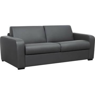 Schlafsofa mit Matratze 3-Sitzer - Matratze 18 cm - Leder - Grau - BEVIS