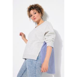 Ulla Popken  Sweat-shirt 2-en-1 tendance, col en V et manches longues 