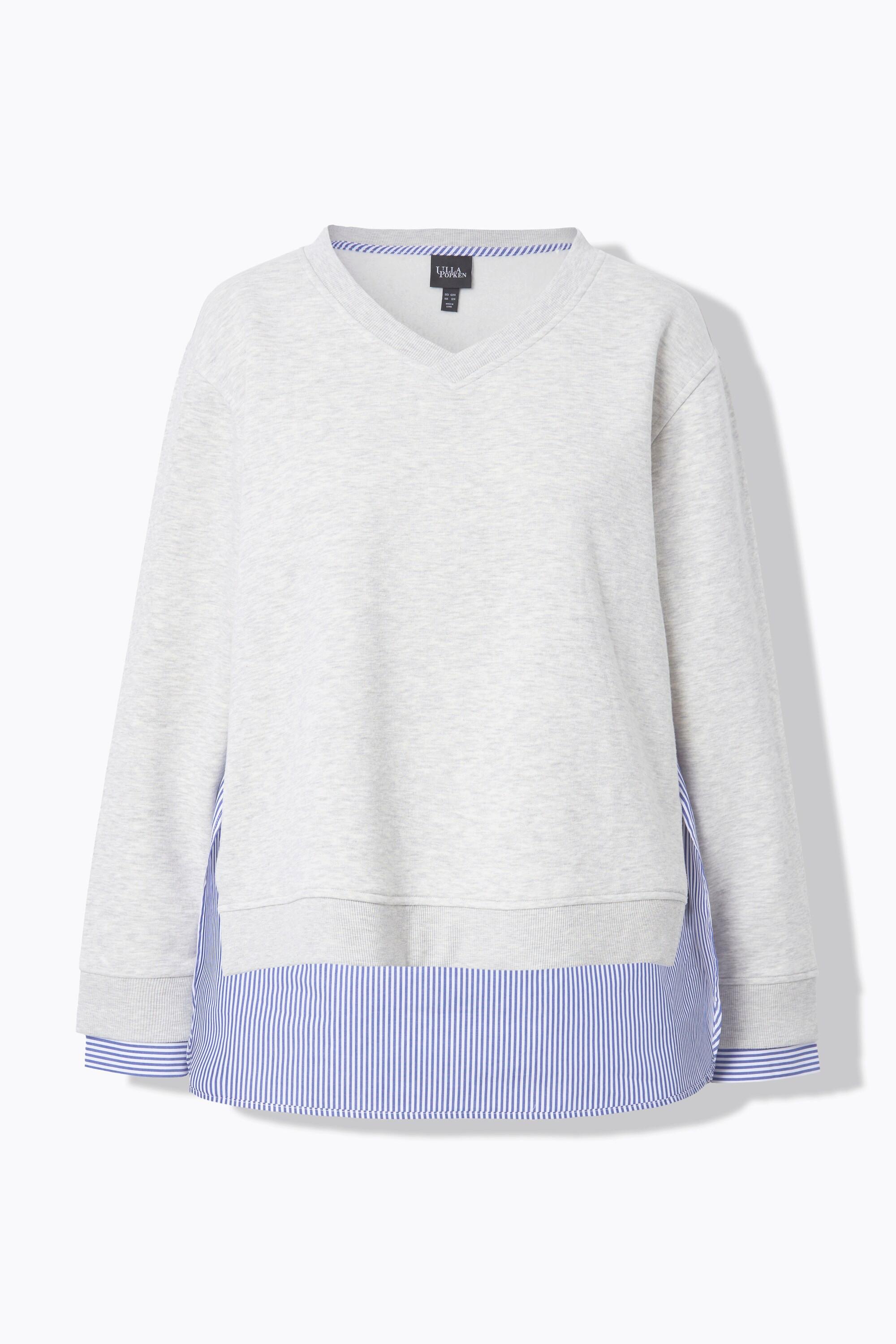 Ulla Popken  Sweat-shirt 2-en-1 tendance, col en V et manches longues 