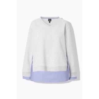 Ulla Popken  Sweat-shirt 2-en-1 tendance, col en V et manches longues 