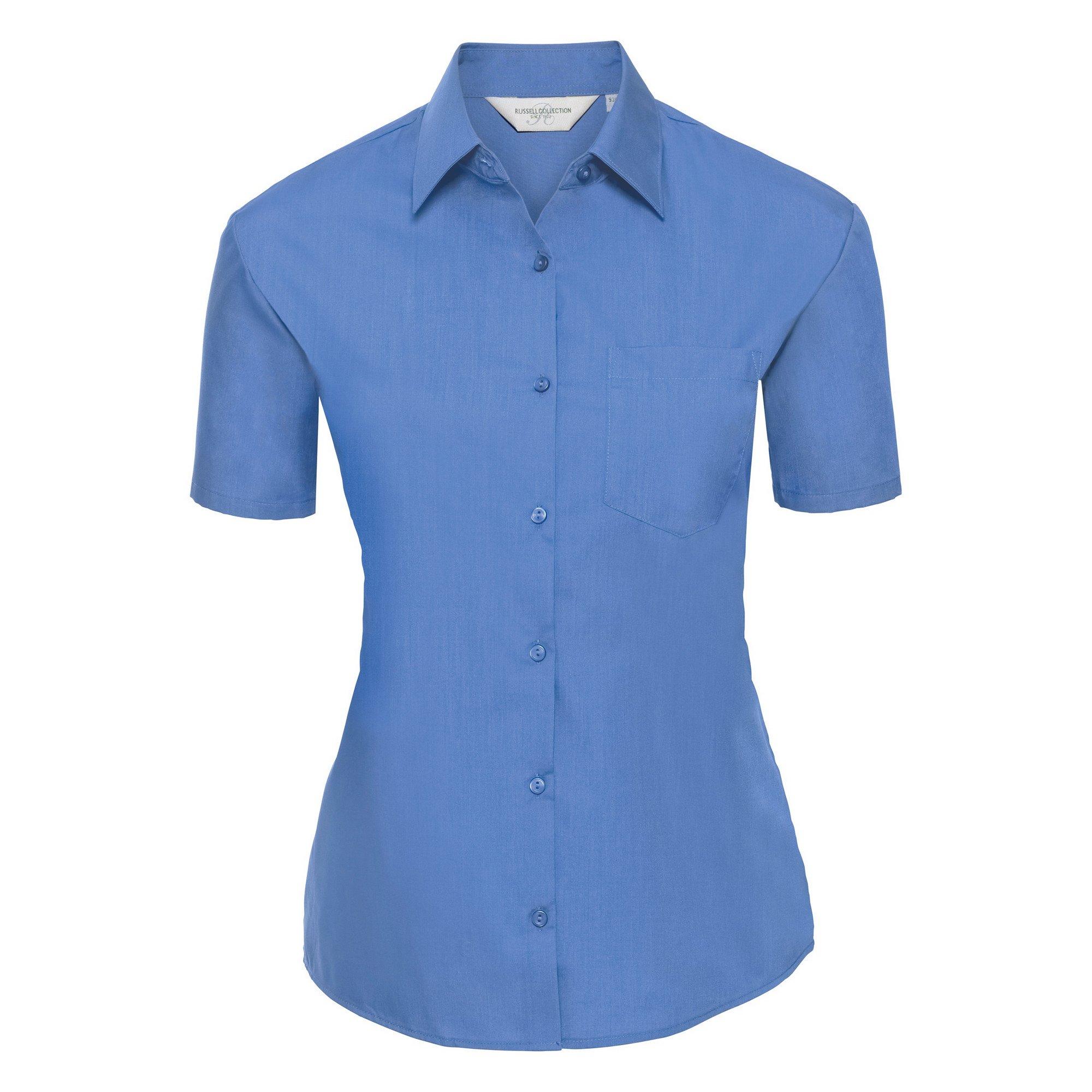 Image of Collection Poplin Bluse, Kurzarm, Pflegeleicht Damen Blau XS