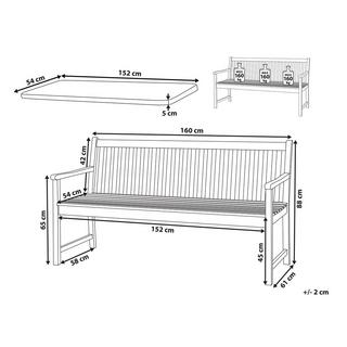 Beliani Gartenbank mit Auflage aus FSC® zertifiziertes Akazienholz Klassisch VIVARA  