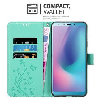 Cadorabo  Hülle für Samsung Galaxy A6s Blumen Design Magnetverschluss 