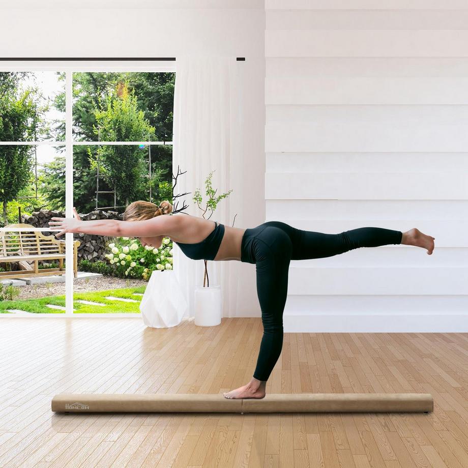 Northio  Trave d'equilibrio 210 cm pieghevole per interni ed esterni, trave da ginnastica trave d'equilibrio fino a 120 kg, trave d'equilibrio stabile in marrone | 