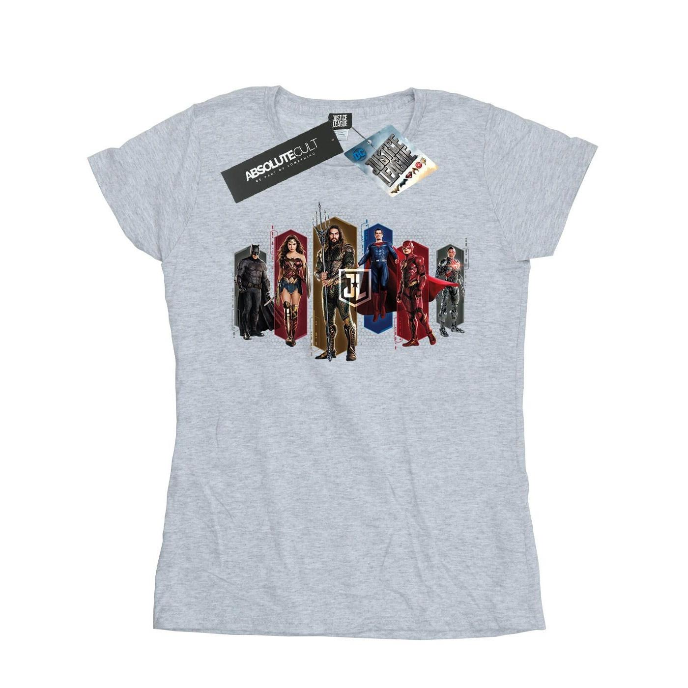Image of Justice League Movie Team Hexagons Tshirt Damen Grau XXL