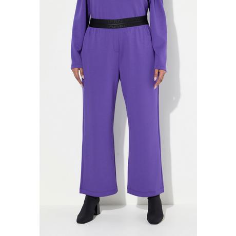 Ulla Popken  Pantalon en molleton, coupe plus courte, jambe large et taille élastique 