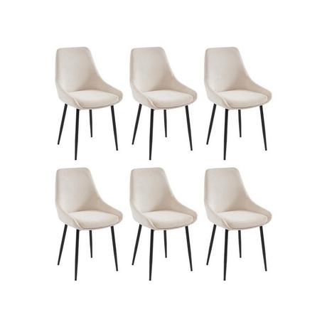 Vente-unique Lot de 6 chaises en velours côtelé et métal - Crème - MASURIE  