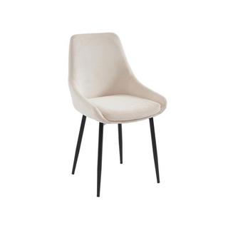 Vente-unique Lot de 6 chaises en velours côtelé et métal - Crème - MASURIE  