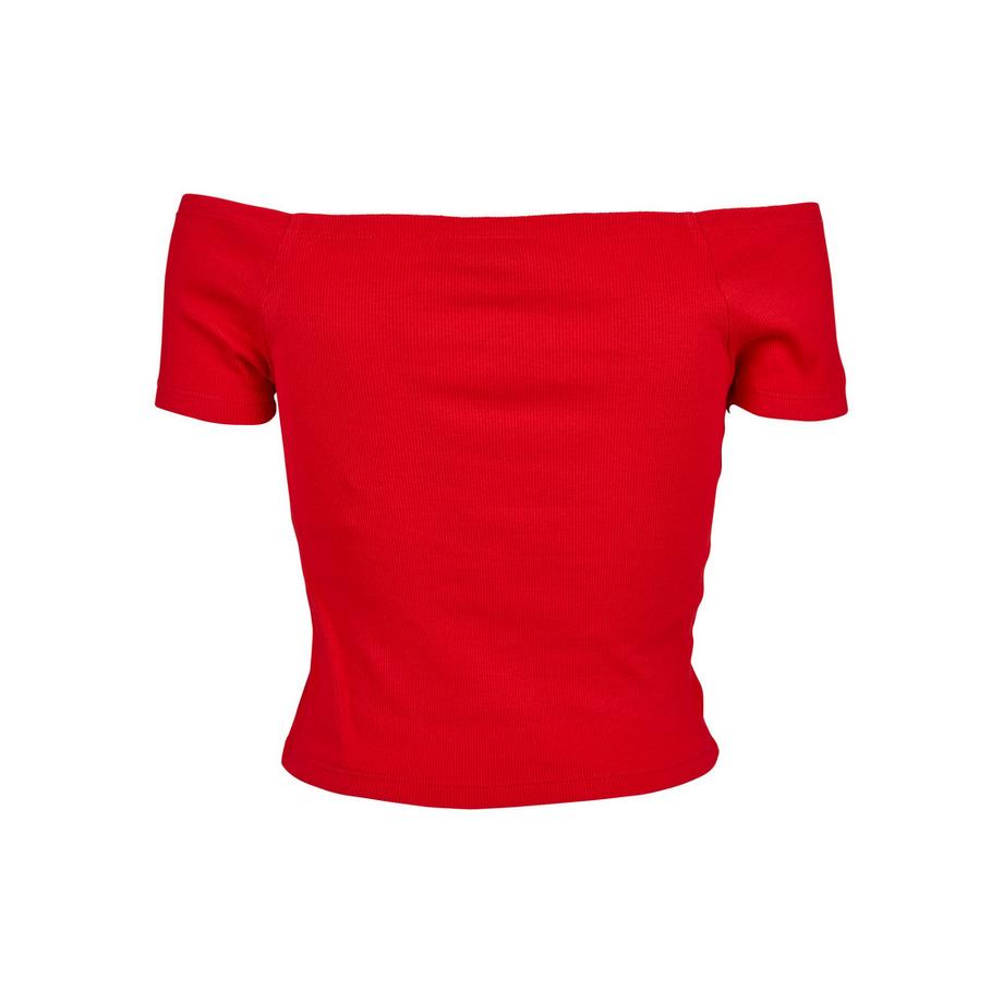 URBAN CLASSICS Crop Top a costine con scollo asimmetrico  