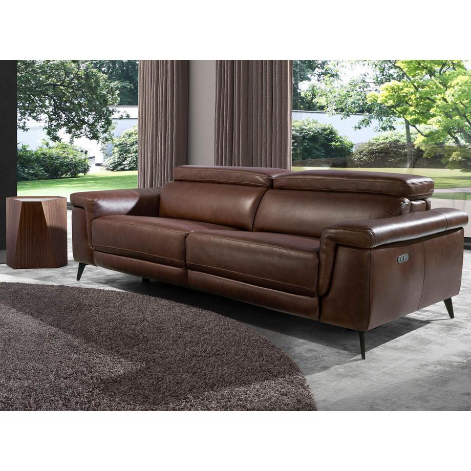 ANGEL CERDA Canapé de relaxation 3 places en cuir marron  