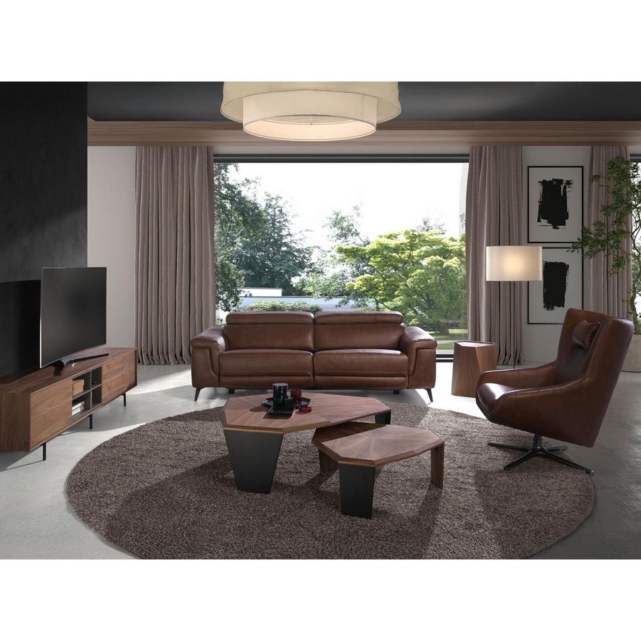 ANGEL CERDA Canapé de relaxation 3 places en cuir marron  