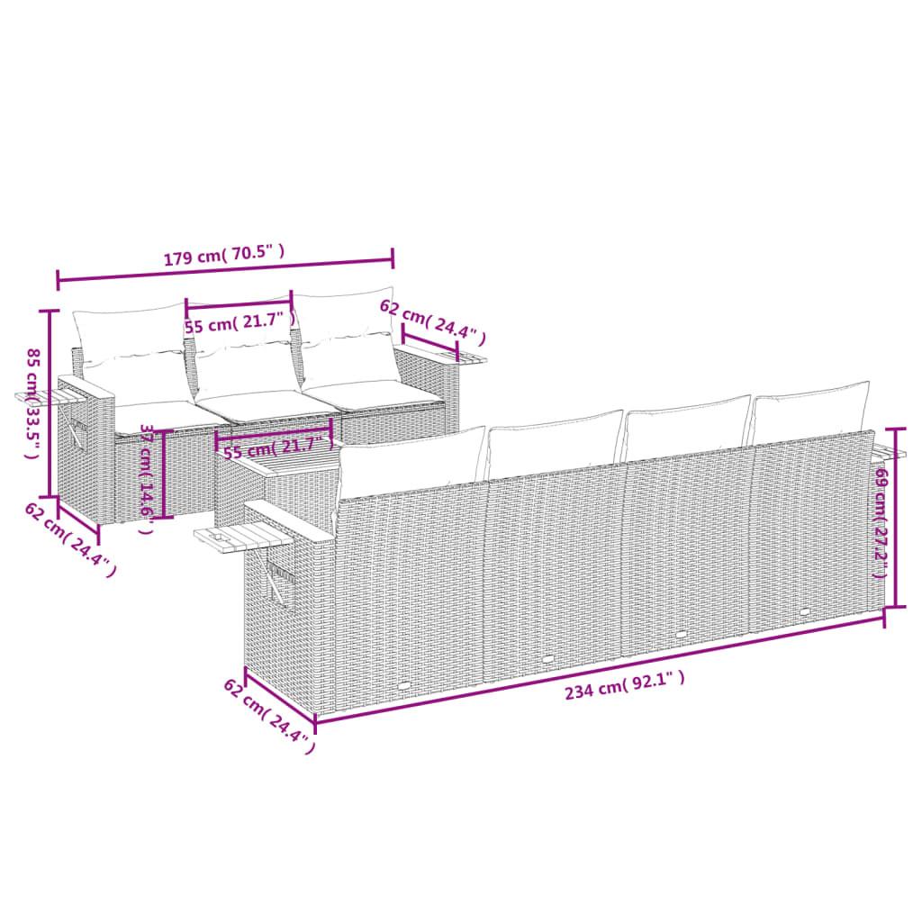 VidaXL Ensemble de canapés de jardin rotin synthétique  