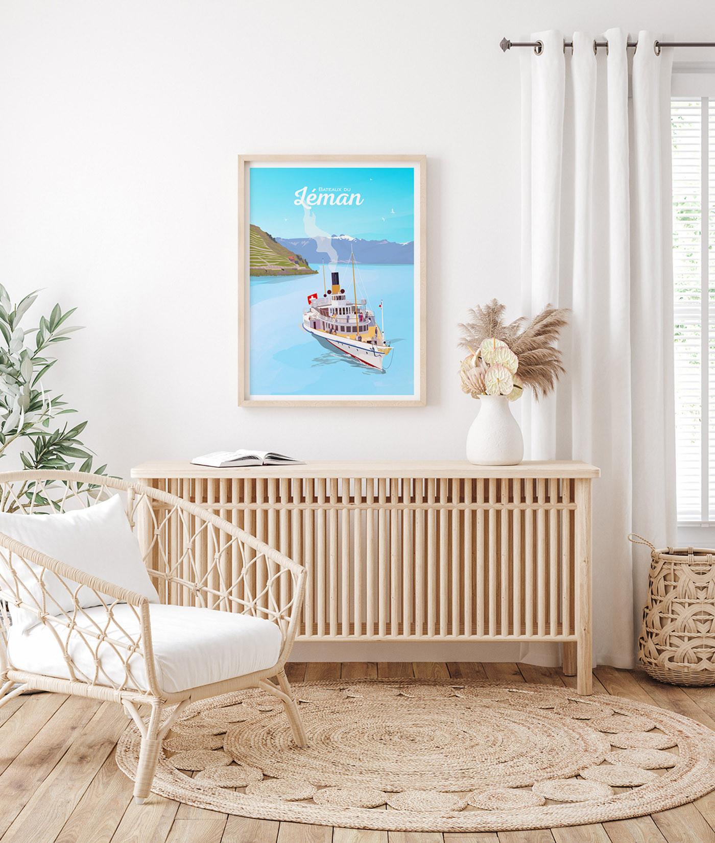 La-Jonx Affiche de Bateau du Léman  