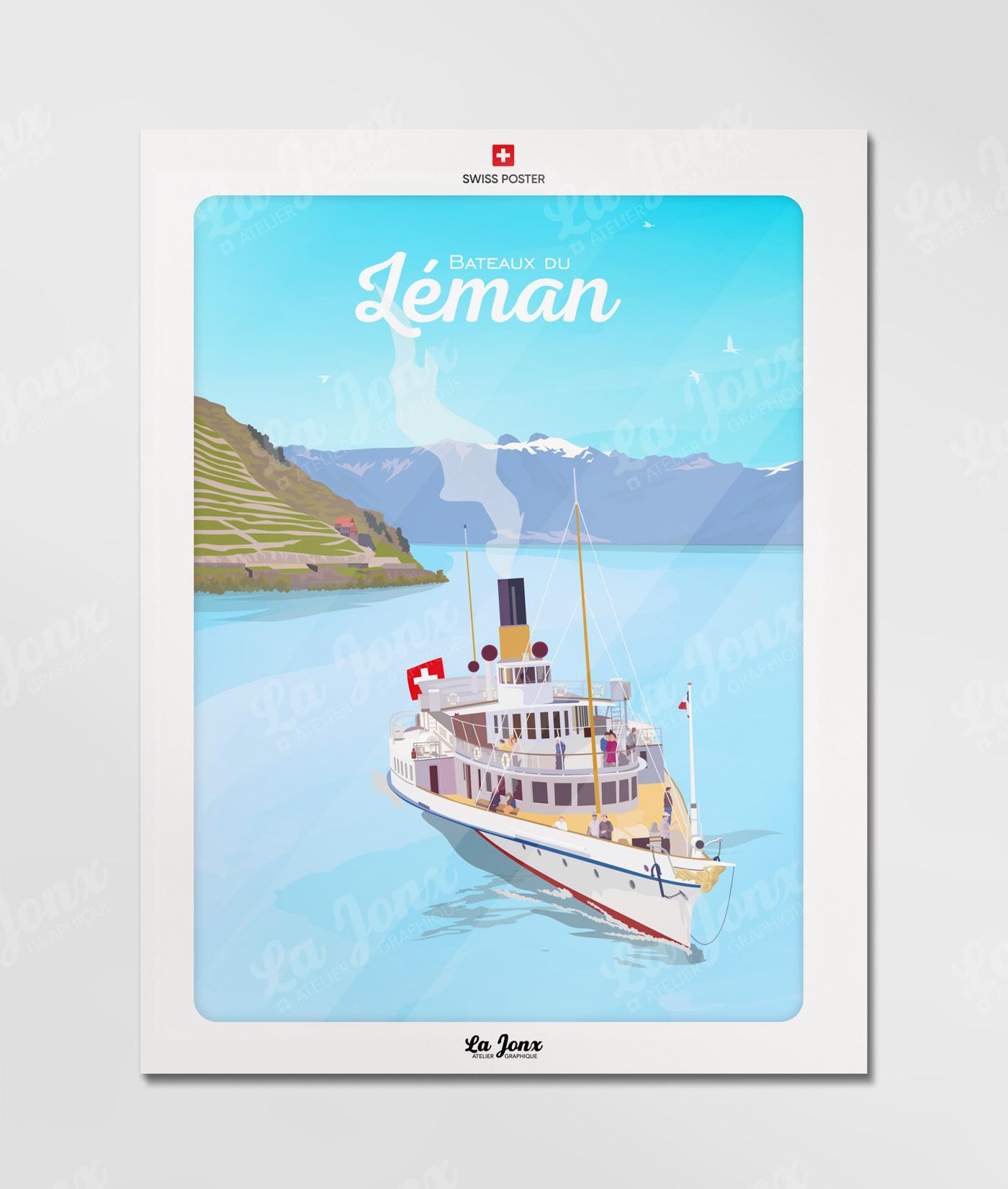 La-Jonx Affiche de Bateau du Léman  