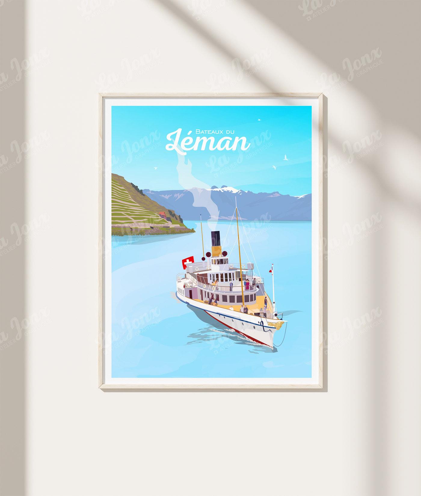 La-Jonx Affiche de Bateau du Léman  