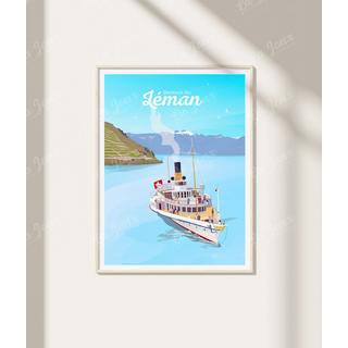 La-Jonx Affiche de Bateau du Léman  