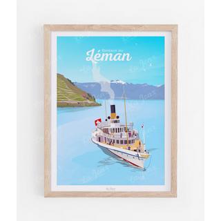La-Jonx Affiche de Bateau du Léman  
