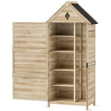 Gartenschrank Holz, wasserdicht Geräteschuppen mit Asphalt-Satteldach Ablage Tür 80 x 49 x 170 cm, wetterfest Geräteschrank, Gerätehaus Gartenschuppen für Garten, Terrasse, Naturholz |