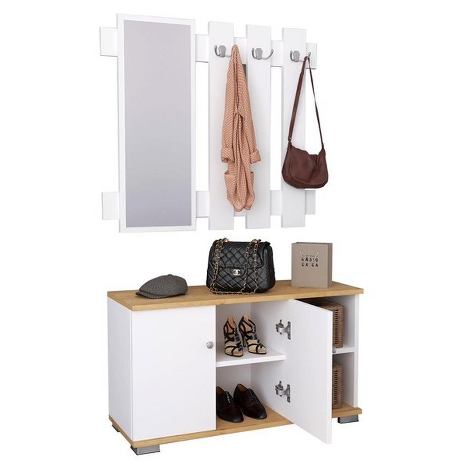 VCM 2-tlg. Holz Sitzbank Schuhschrank Schuhregal Garderobe Dielenmöbel Gados XL  