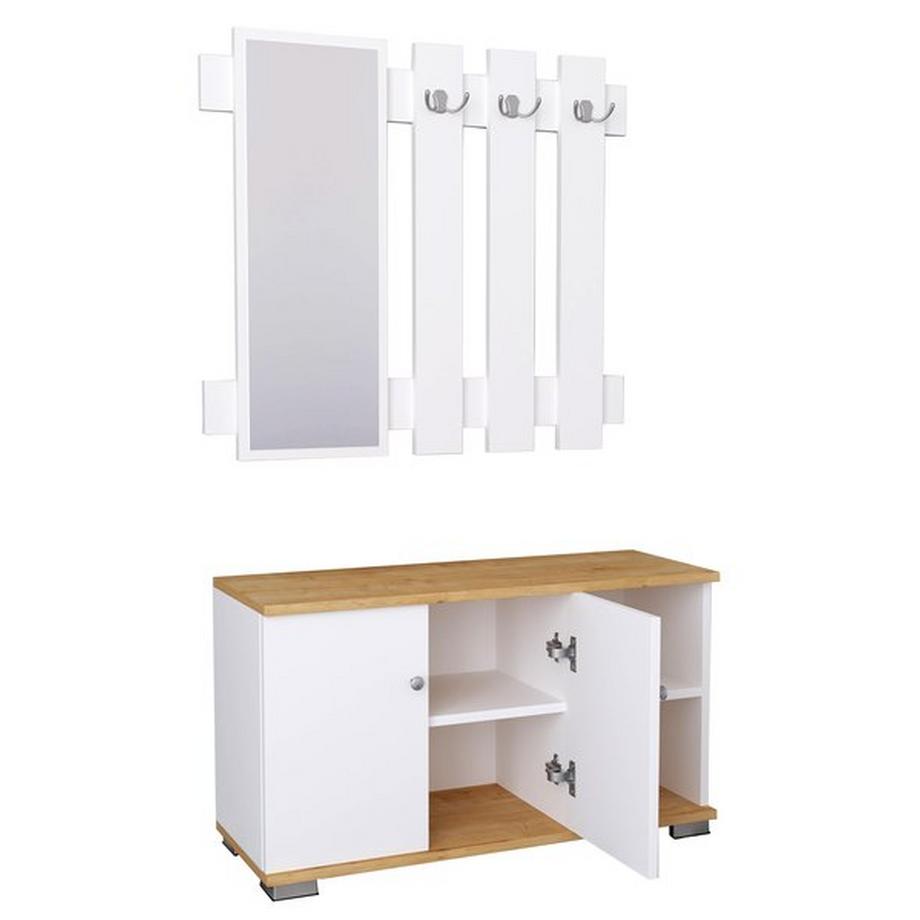 VCM 2-tlg. Holz Sitzbank Schuhschrank Schuhregal Garderobe Dielenmöbel Gados XL  