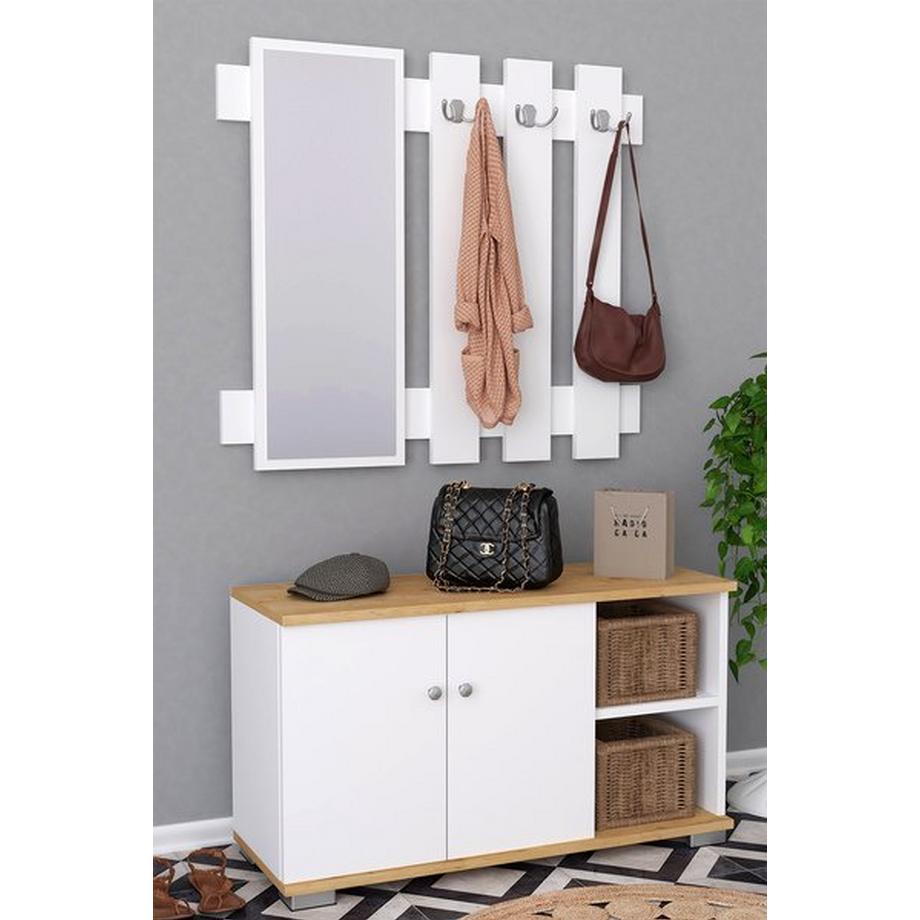 VCM 2-tlg. Holz Sitzbank Schuhschrank Schuhregal Garderobe Dielenmöbel Gados XL  