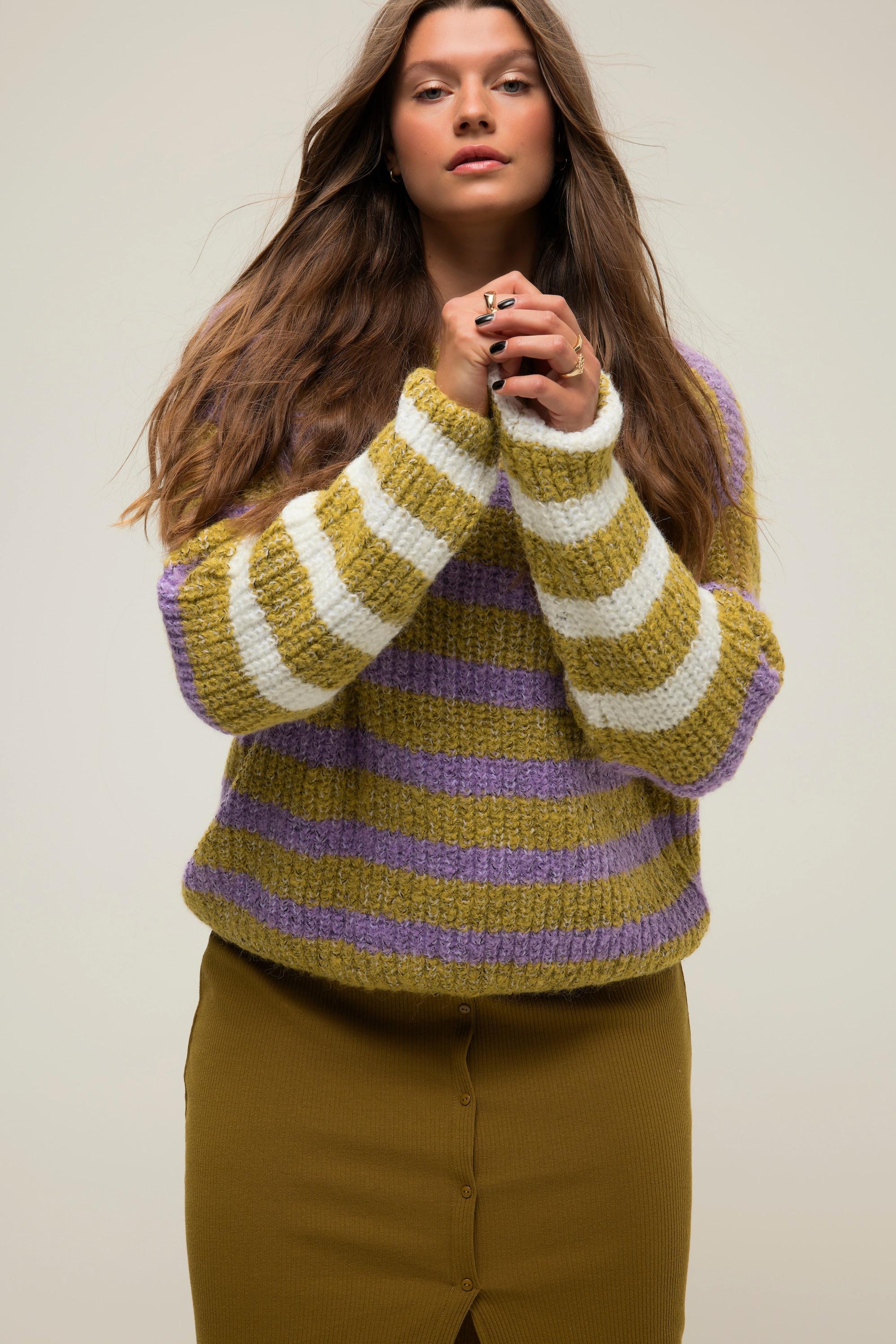 Studio Untold  Pullover, oversized, Grobstrick, Streifenmix, Rundhals, Langarm 