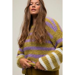 Studio Untold  Pullover, oversized, Grobstrick, Streifenmix, Rundhals, Langarm 