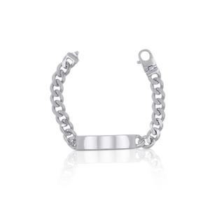 MUAU Schmuck  Plaketten-Armband Silber 925 Panzer, 9.4mm, 19cm 