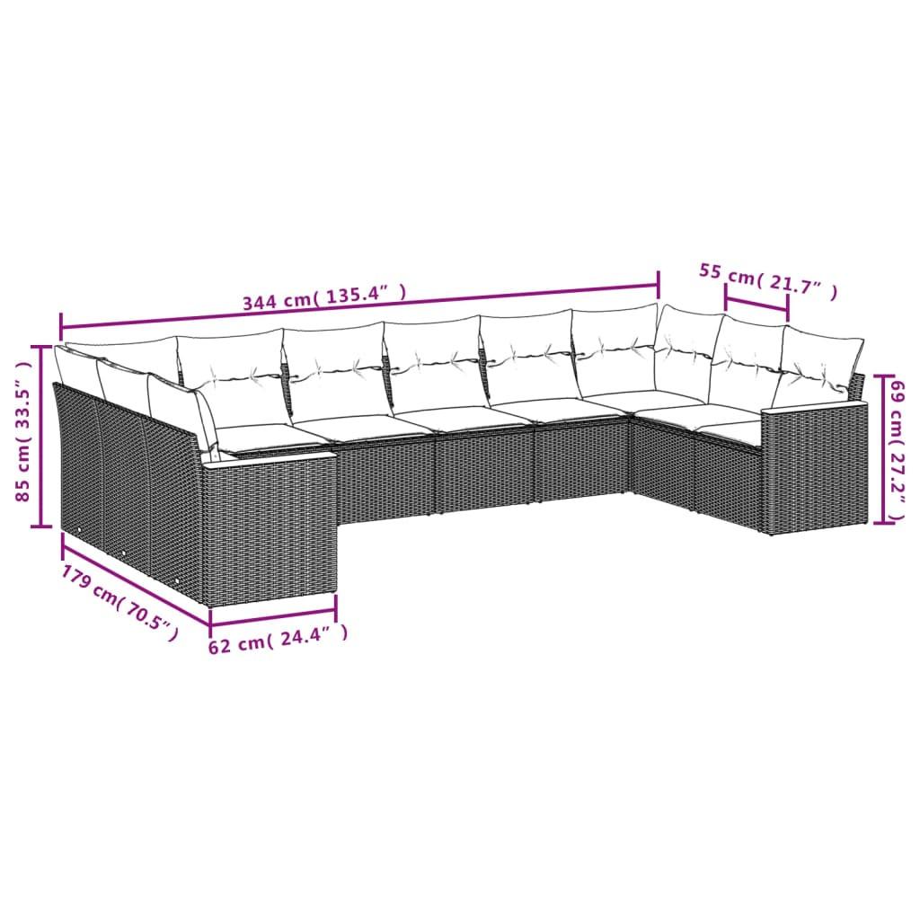 VidaXL Ensemble de canapés de jardin rotin synthétique  