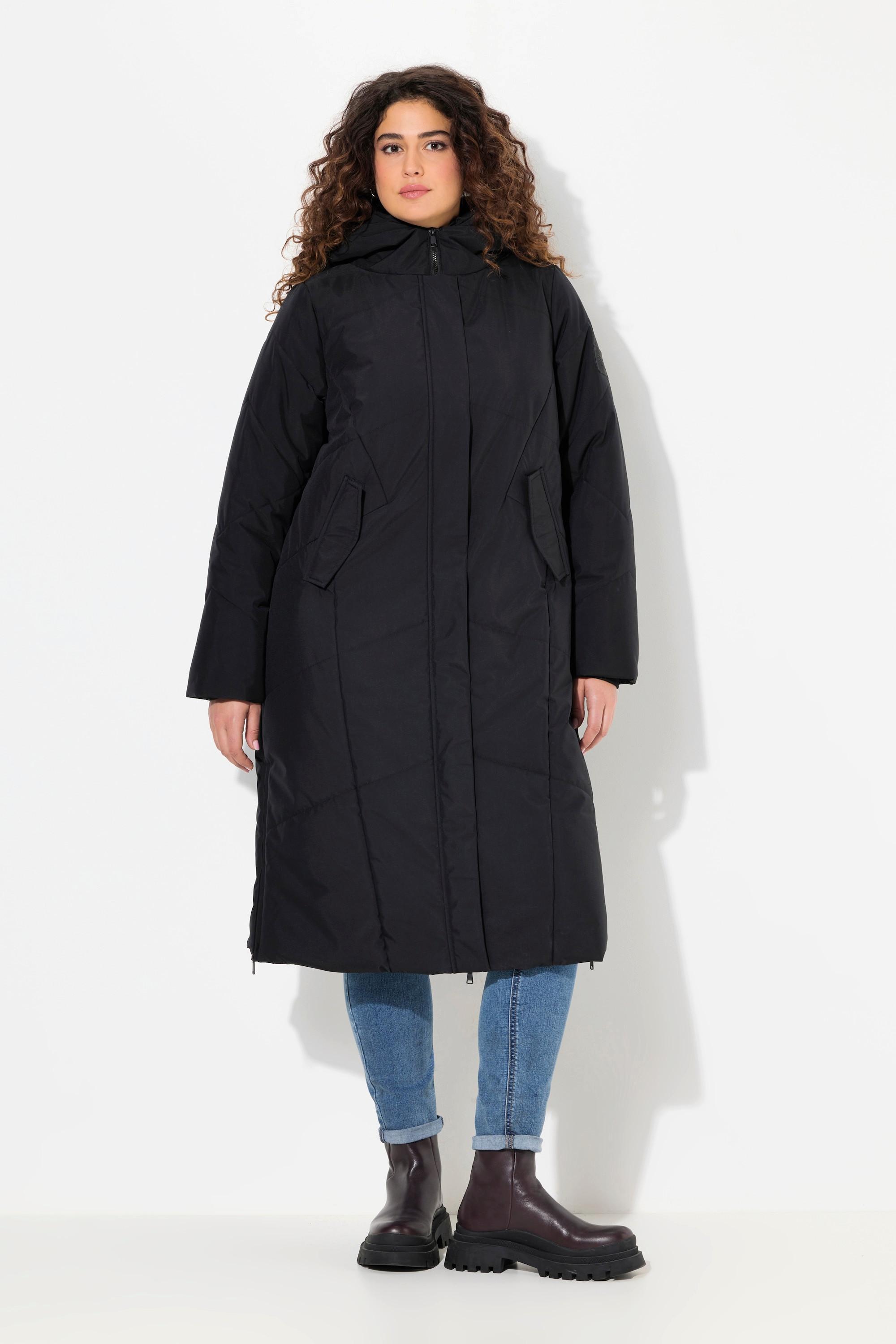 Ulla Popken  Cappotto imbottito HYPRAR con zip a cursore doppio, collo alto e materiale riciclato 