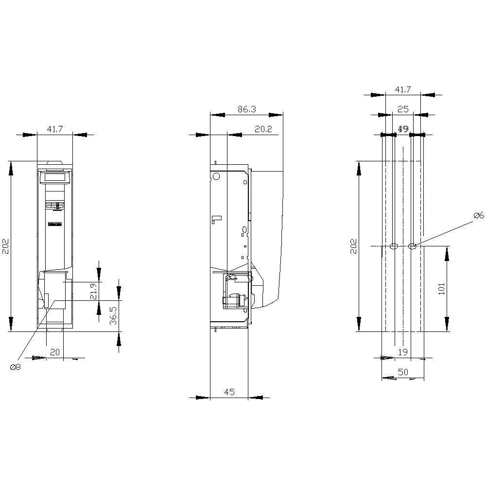 Siemens  Siemens Sentron, interrupteur sectionneur à fusible 3NP1, 1 pôle, NH00, 160 A, Pour la construction et 