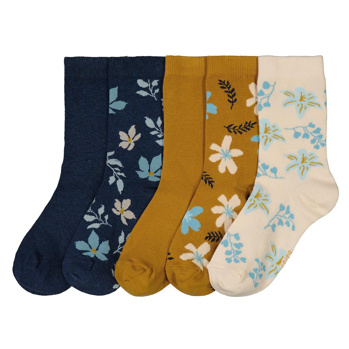 La Redoute Collections  Lot de 5 paires de mi-chaussettes motif fleuri 