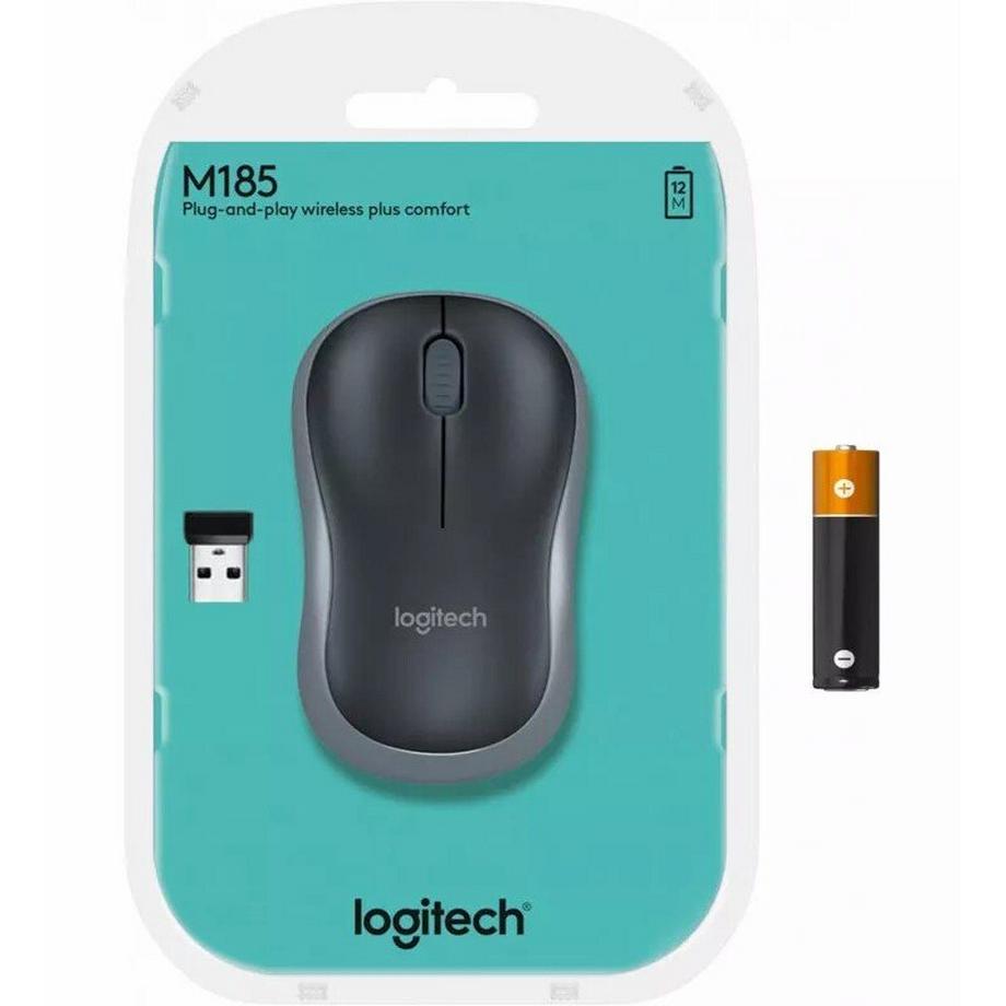 Logitech  M185 - Souris - optique - sans fil - 2.4 GHz - récepteur sans fil USB - gris 