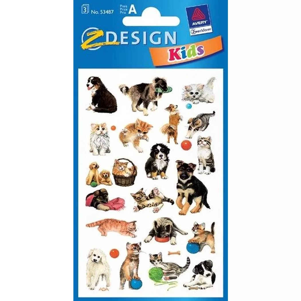 Z-DESIGN -  Sticker Kids 53487 Hunde/Katzen 3 Stück