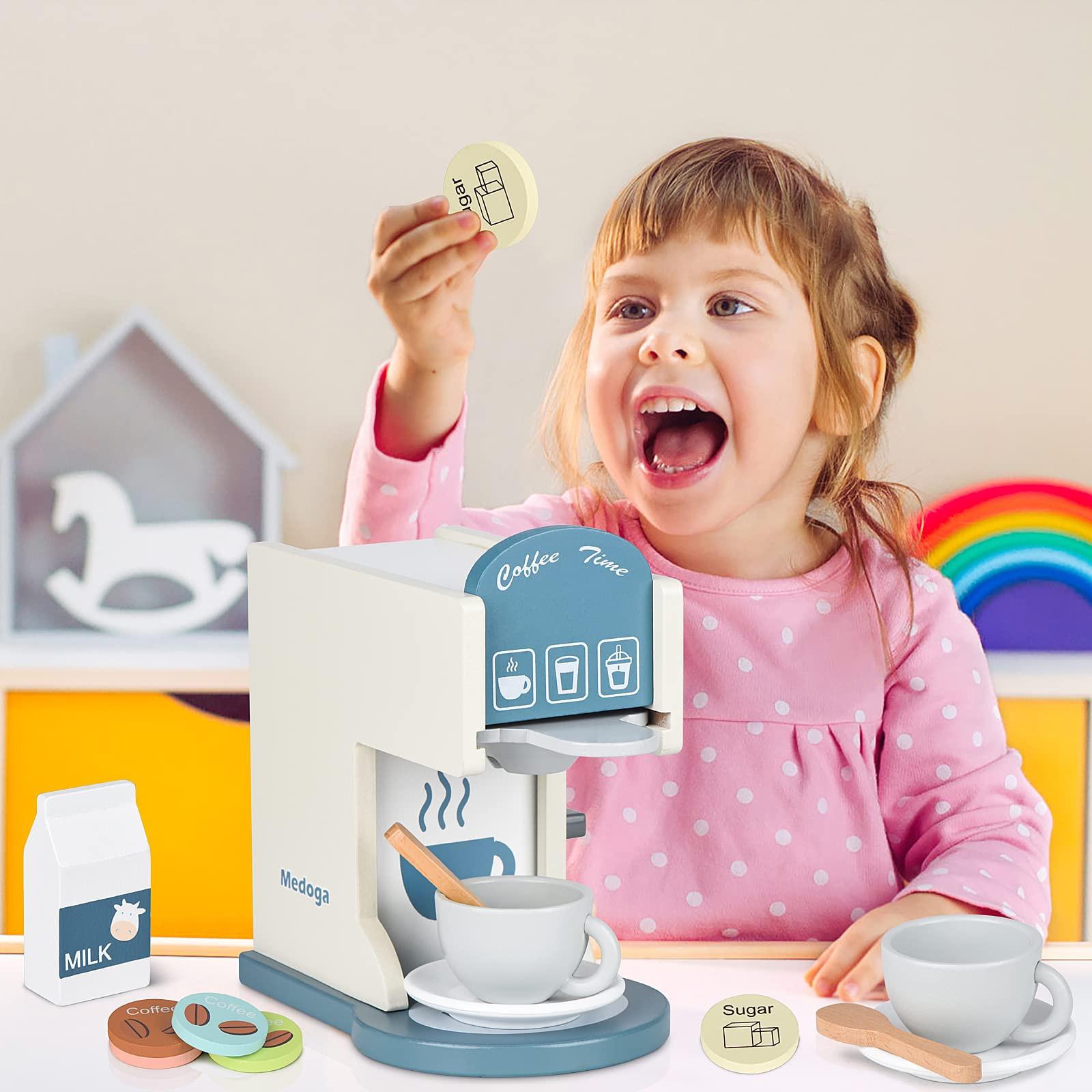 Activity-board  Accessoires de cuisine pour enfants Machine à café en bois jouet machine à expresso enfant 