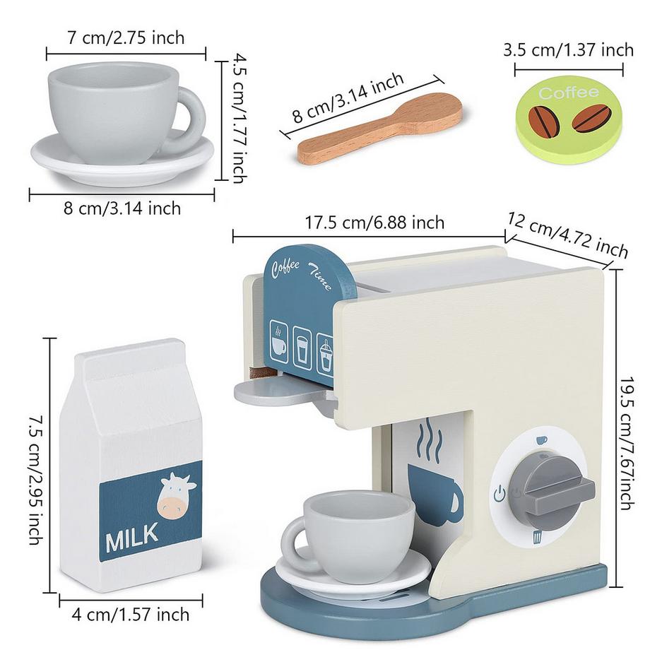 Activity-board  Accessoires de cuisine pour enfants Machine à café en bois jouet machine à expresso enfant 