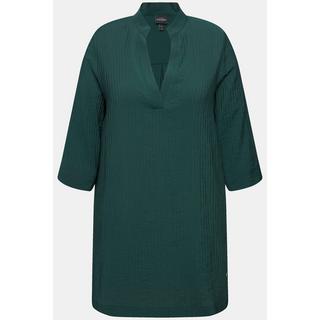 Ulla Popken Blouse fines rayures col montant encolure en V manches 3/4  