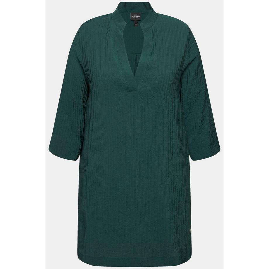 Ulla Popken Blusenshirt Linien Stehkragen V-Ausschnitt 3/4-Arm  