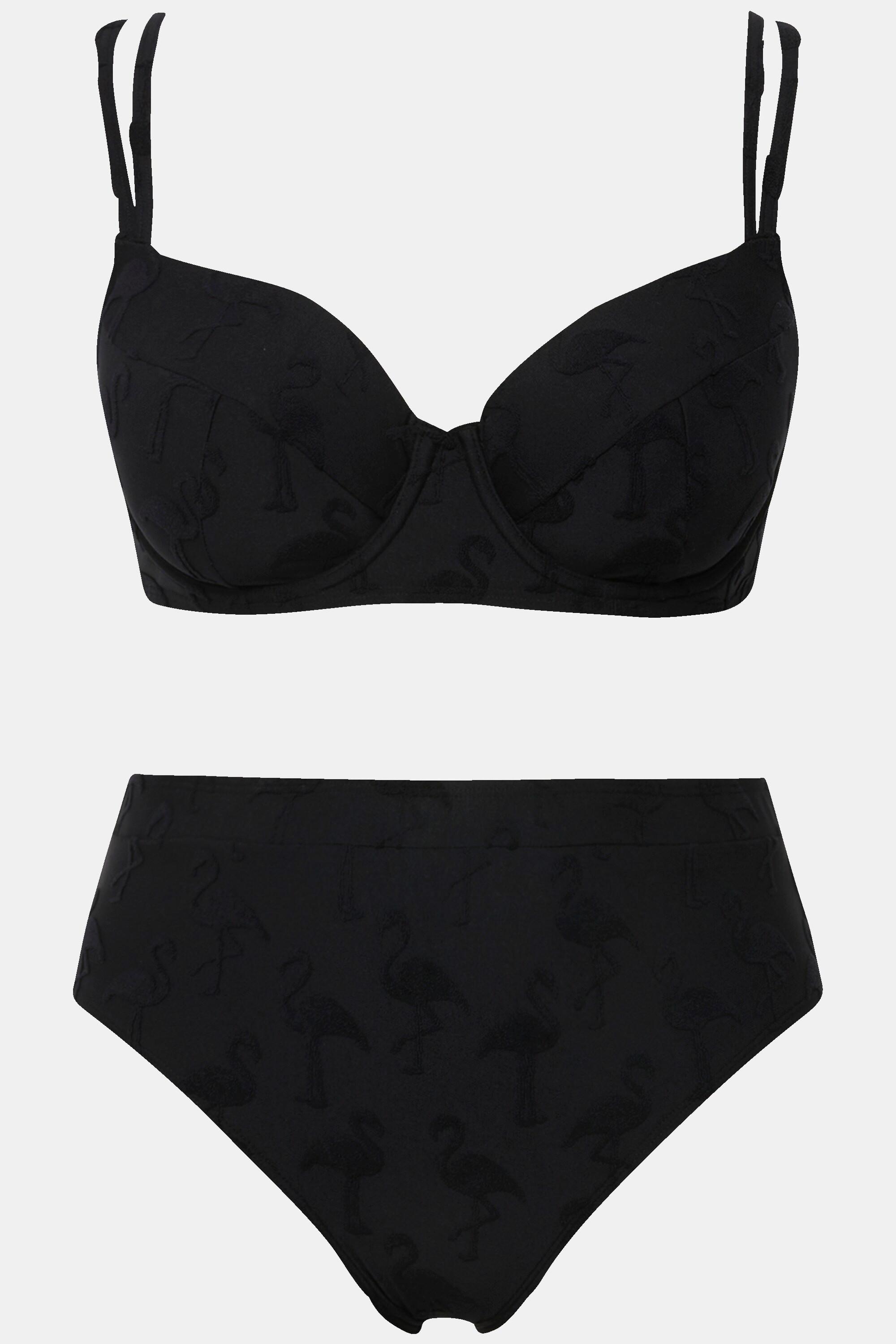 Ulla Popken  Bikini con fenicotteri, coppe morbide, ferretto e coppa D 