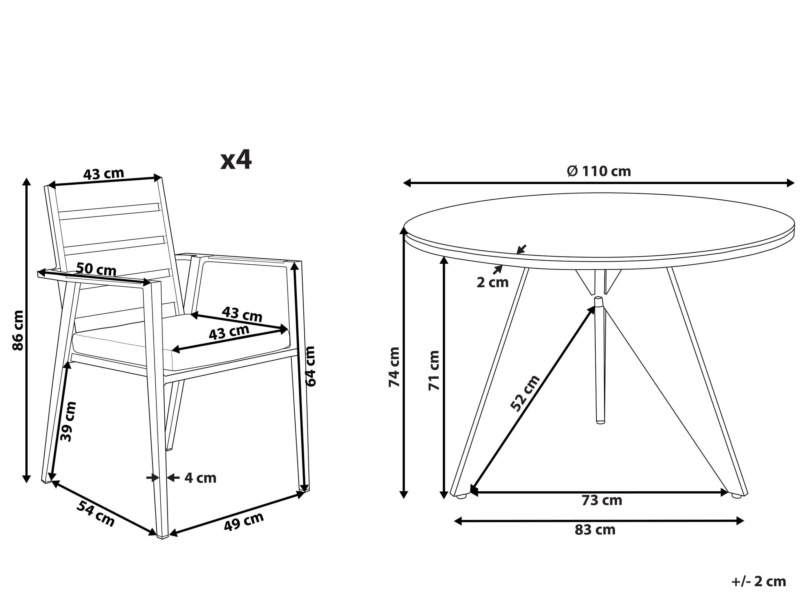 Beliani Ensemble de jardin en Aluminium Moderne OLMETTO/TAVIANO  